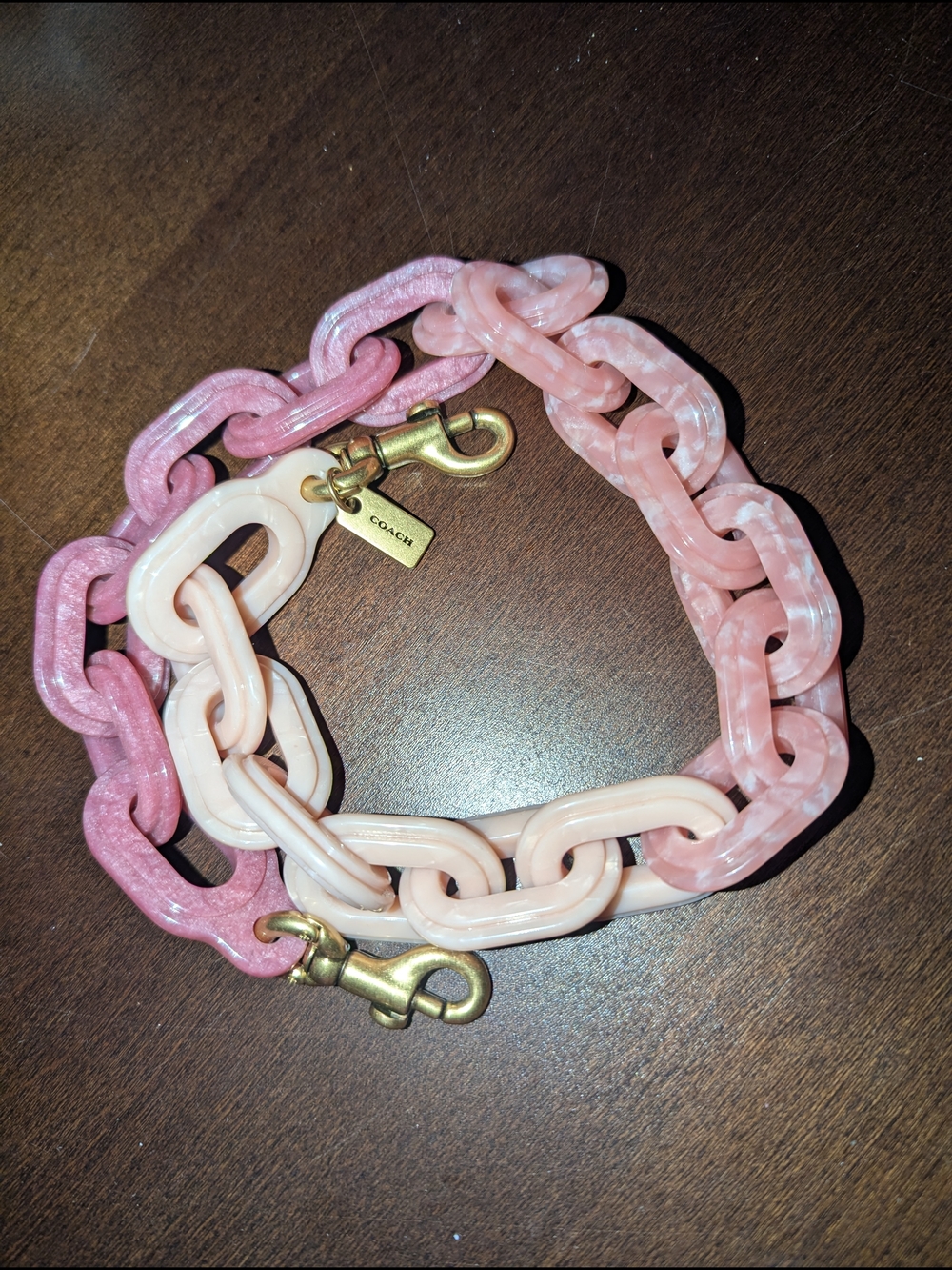 Coach Pink Ombre Acrylic Chain Strap